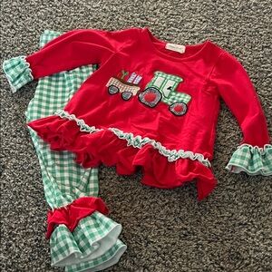 Marie Nicole Christmas Tractor Set Size M (3T)